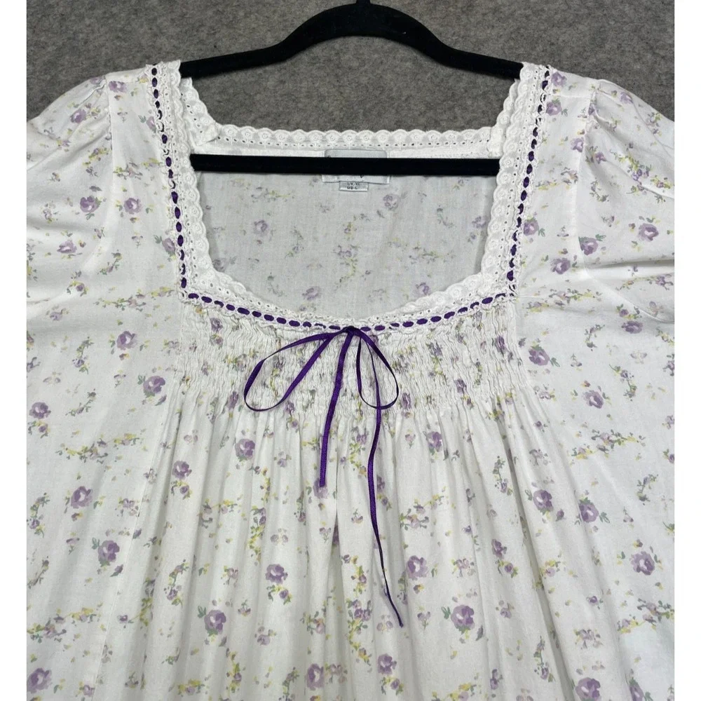 The 1 For U Martha Nightgown Womens L Lilac Rose Eyelet Ruffle Prairie Victorian